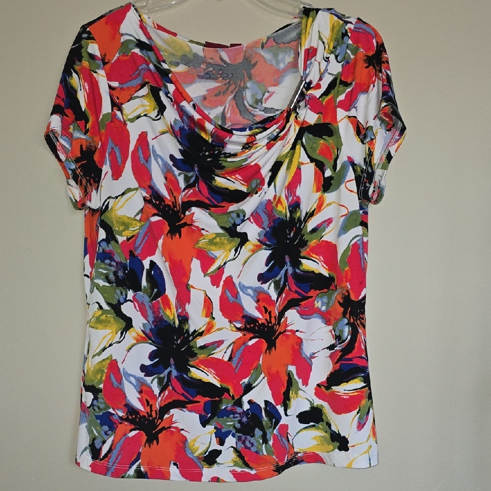 212 Collection Vibrant Floral Short Sleeve Top